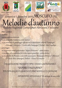 1 dicembre Moscufo, in collaborazione con l'Associazione Culturale Zampogne d'Abruzzoil Raduno Regionale degli Zampognari Abruzzesi