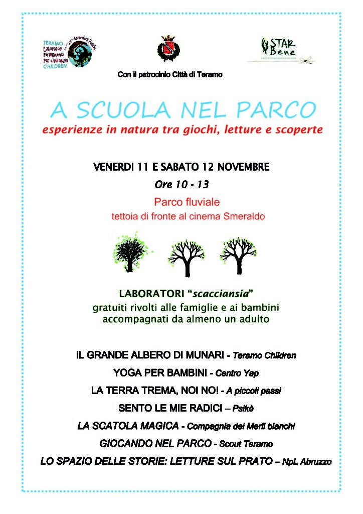 Teramo - A SCUOLA NEL PARCO - VENERDI 11 E SABATO 12 NOVEMBRE